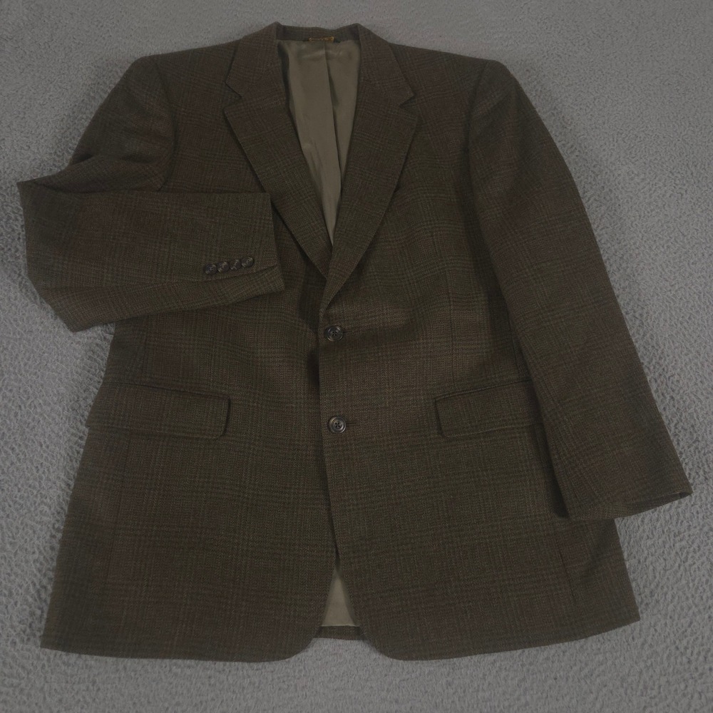 VINTAGE Austin Reed Sport Coat Mens 42R Glen Plaid Pure New Wool Blazer 80s